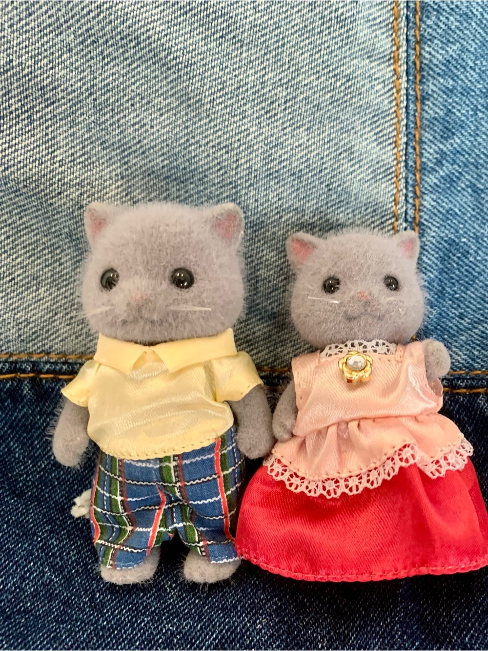 Calico critters gray Persian cats. Set of 2